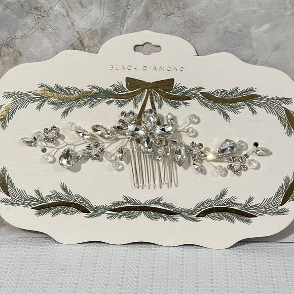 Elegant Bridal Wedding Hair Comb Silver Tone Rhinestone Embellished Floral BLING - Picture 13 of 14